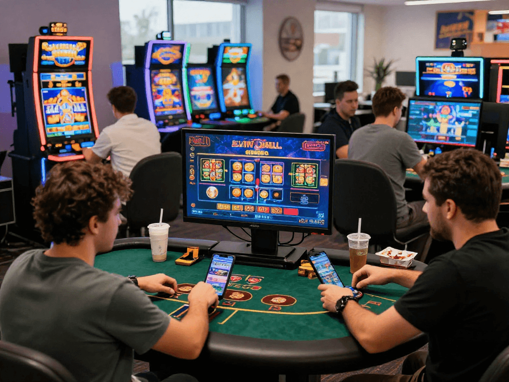 Engaged players experiencing the thrill of gambleonline on various devices in a vibrant gaming environment.