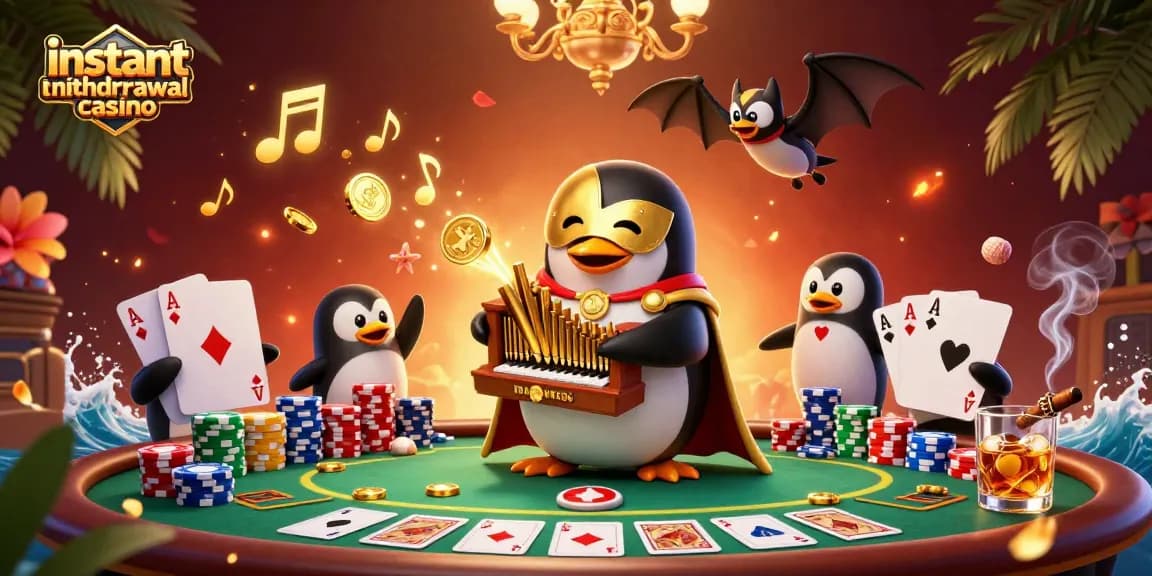 Experience the thrill of an instant withdrawal casino with animated characters showcasing vibrant gambling elements.