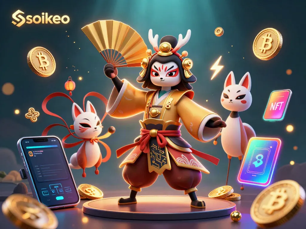 Engage in thrilling gambling with Soikeo as 3D characters wield cryptocurrency elements.