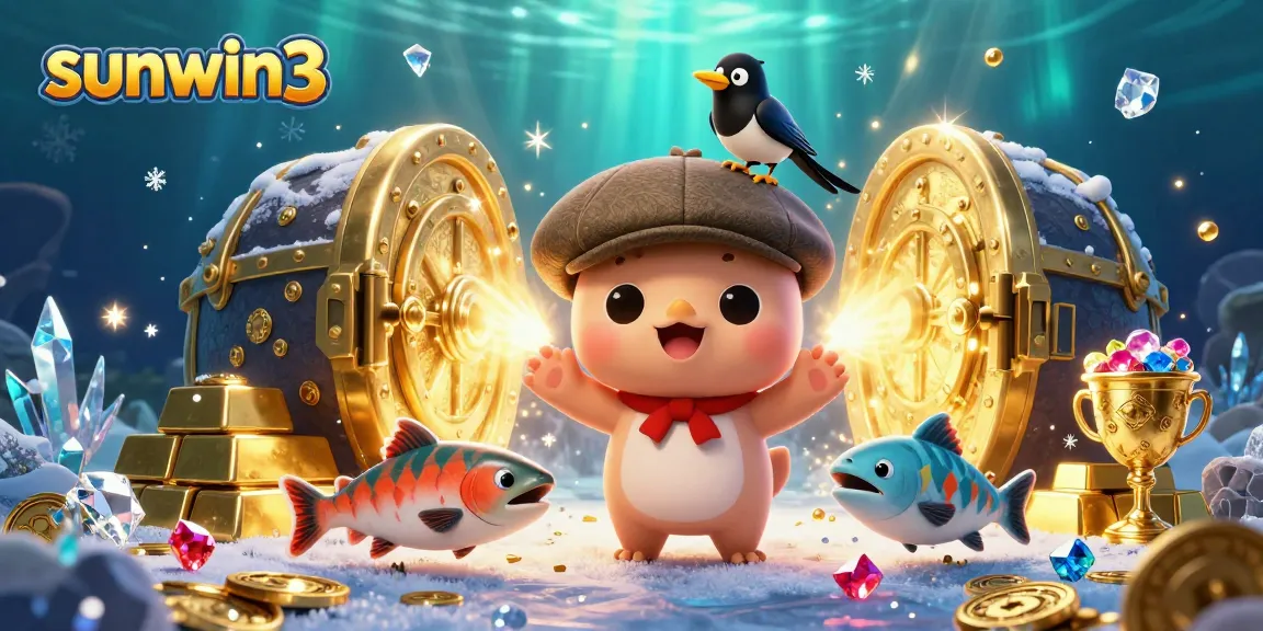 Experience sunwin3 with a vibrant underwater casino scene featuring characters and treasure elements