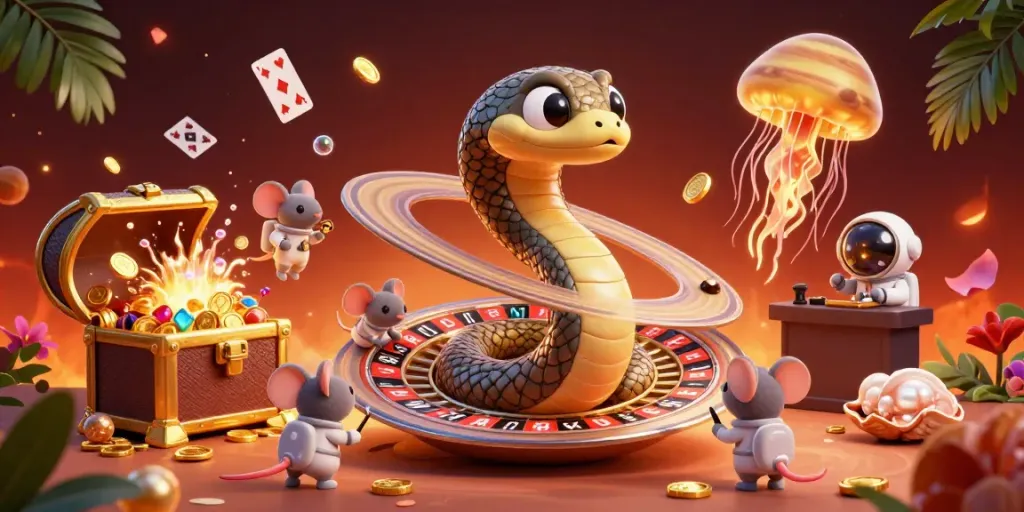 Experience the thrill of 78win with a cosmic roulette scene filled with vibrant characters and dynamic elements.